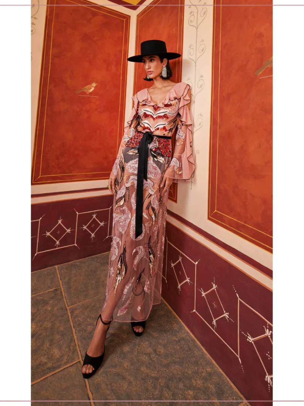 $3910 Temperley London ‘Amaya’ Embellished Rosewater Ruffle Runway Midi Dress - Picture 14 of 15